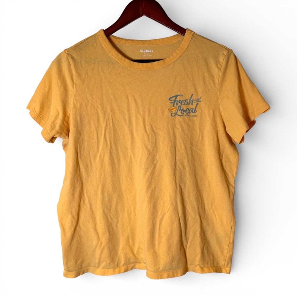 Old Navy Fresh & Local Graphic Tee Large Yellow Tomato Print